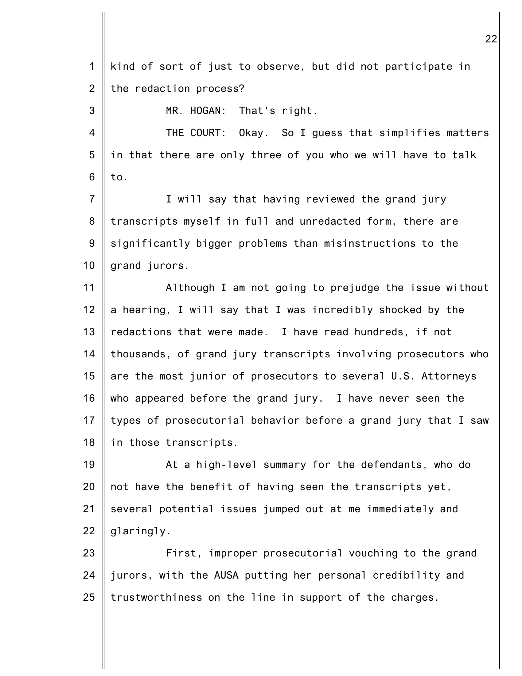 Transcript page 22 of the May 21, 2026 dismissal hearing in USA v. Rabbitt et al.